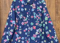 花柄 シャツ OLD NAVY オールドネイビー 長袖 七分 胸ポケット 紺 ネイビー カラフル レトロ ヴィンテージ used vintage 古着/club723 クラブ723(N645)