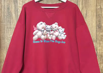 くま テディベア スウェット トレーナー 赤 レトロ カントリー ガーリー ファンシー おしゃれ かわいい ヴィンテージ vintage used 古着/club723 クラブ723(N615)
