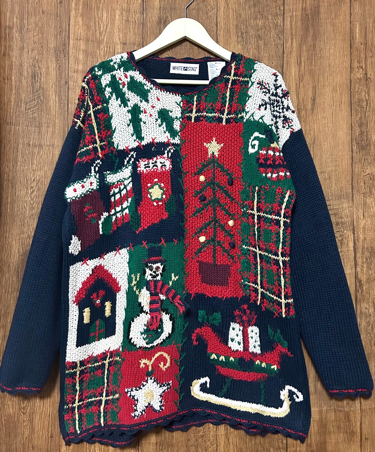 アグリーセータークラブ ニット モヘア モヘヤ ニット クリスマス アグリー セーター ニット 紺 ネイビー 刺繍