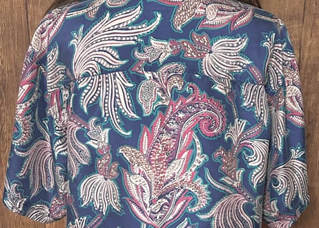 柄シャツ 半袖 シルク 胸ポケット レトロ カントリー 個性的 おしゃれ かわいい かっこいい USA ヴィンテージ used vintage 古着/club723 クラブ723(N660)