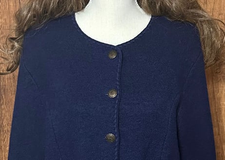 ウール ニット カーディガン カーデ 紺 ネイビー ヴィンテージ レトロ カントリー シンプル おしゃれ かわいい USA vintage used 古着/club723 クラブ723(N611)
