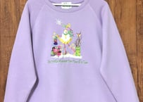 刺繍 スウェット トレーナー 雪だるま パステル パープル 装飾 ファンシー カラフル おしゃれ かわいい ヴィンテージ vintage used 古着/club723 クラブ723(N760)