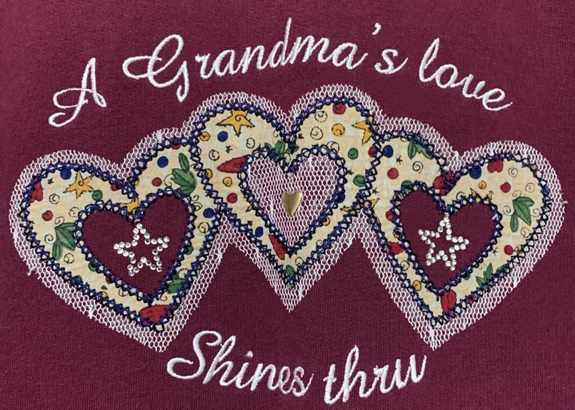 えんじ スウェット トレーナー 大きめ 大きい ビッグ 刺繍 装飾 ハート