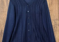 ニット セーター カーディガン 編み 水色 ブルー 白 きなり