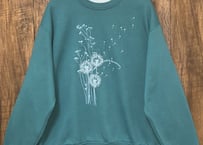 エメラルド グリーン スウェット スエット トレーナー  花 大きい 大きめ レトロ アメリカン カントリー 個性的 かわいい USA vintage used 古着/club723(N267)