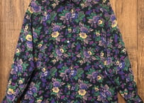 柄 シャツ 黒 長袖 花 カラフル レトロ カントリー 個性的 おしゃれ かわいい かっこいい ヴィンテージ used vintage 古着/club723(N485)