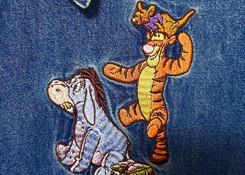 ディズニー Disney プーさん デニム ロング マキシ ワンピース 刺繍