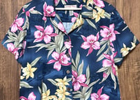 アロハ ハワイアン 柄 シャツ 半袖 レーヨン ハイビスカス ヨット ヤシの木 カラフル レトロ ヴィンテージ 個性的 おしゃれ USA used vintage 古着/club723(N523)