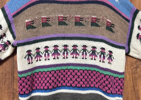 ニット カーディガン カーデ 長袖 アルパカ ヴィンテージ カラフル レトロ カントリー ガーリー 個性的 おしゃれ vintage used 古着/club723 クラブ723(N753)