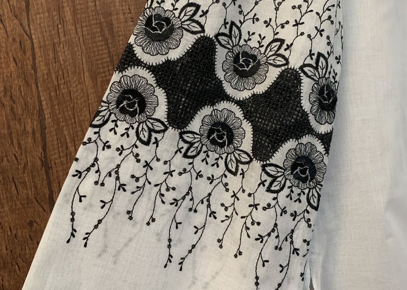 diolen ヨーロッパ 刺繍 花 ブラウス トップス モノトーン 白黒