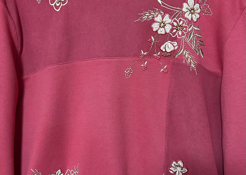 花 刺繍 スウェット スエット トレーナー ピンク おしゃれ 装飾