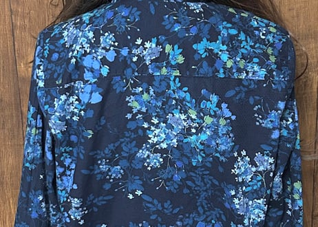 花柄 総柄 シャツ 長袖 七分 胸ポケット 紺 ネイビー レトロ カントリー おしゃれ かわいい ヴィンテージ used vintage 古着/club723 クラブ723(N766)