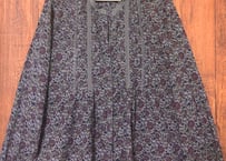 花柄 総柄 トップス チュニック 長袖 レース グレー レトロ 個性的 おしゃれ かわいい ヴィンテージ used vintage 古着/club723 クラブ723(N627)