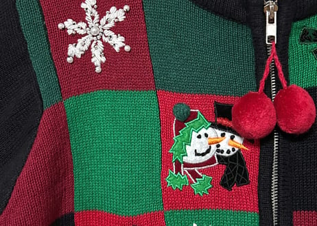 刺繍 ニット カーディガン スノーマン 雪だるま 雪 冬 クリスマス カラフル ファンシー おしゃれ かわいい ヴィンテージ vintage used 古着/club723 クラブ723(N724)