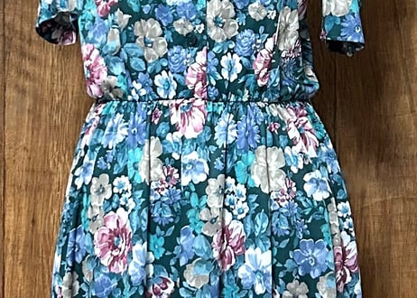 花柄 ワンピース レトロ カラフル ヴィンテージ ロマンチック カントリー ガーリー おしゃれ かわいい USA vintage used 古着/club723 クラブ723(N650)
