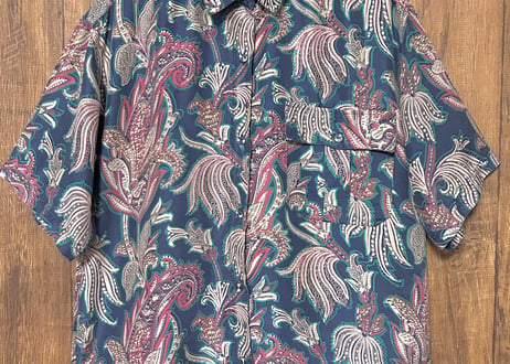 柄シャツ 半袖 シルク 胸ポケット レトロ カントリー 個性的 おしゃれ かわいい かっこいい USA ヴィンテージ used vintage 古着/club723 クラブ723(N660)