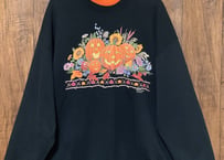ハロウィン ハロウィーン 黒 スウェット トレーナー カボチャ パンプキン 大きい 大きめ ビッグ 襟 ださかわ アグリー USA used vintage 古着/club723(N336)