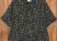 ヴィンテージ 花柄 総柄 柄 シャツ 黒 半袖 レトロ カントリー 個性的 おしゃれ かわいい かっこいい used vintage 古着/club723 クラブ723(N798)