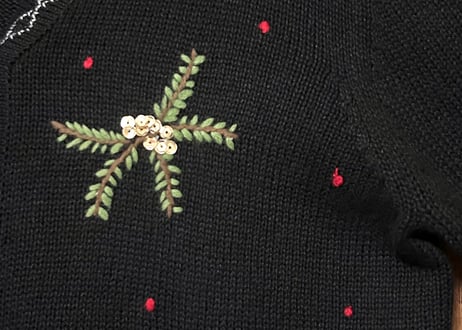刺繍 ニット カーディガン カーデ 黒 クリスマス アグリー セーター 赤い鳥 ヴィンテージ レトロ おしゃれ かわいい vintage used 古着/club723 クラブ723(N593)