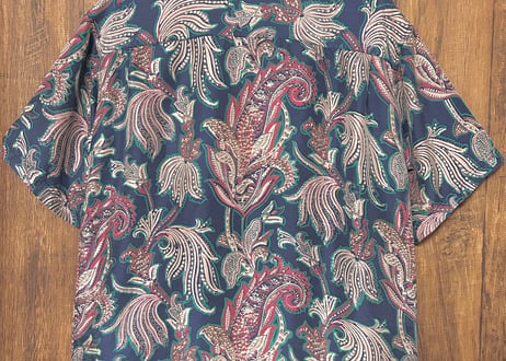 柄シャツ 半袖 シルク 胸ポケット レトロ カントリー 個性的 おしゃれ かわいい かっこいい USA ヴィンテージ used vintage 古着/club723 クラブ723(N660)
