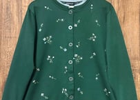 刺繍 スウェット スエット カーディガン 花 グリーン 緑 レトロ カントリー ガーリー おしゃれ かわいい ヴィンテージ vintage used 古着/club723 クラブ723(N756)