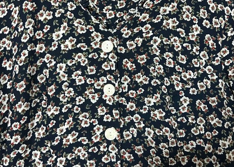 小花 柄 ロング マキシ ワンピース 紺 ネイビー レトロ カントリー ガーリー かわいい USA ヴィンテージ vintage used 古着/club723(N515)
