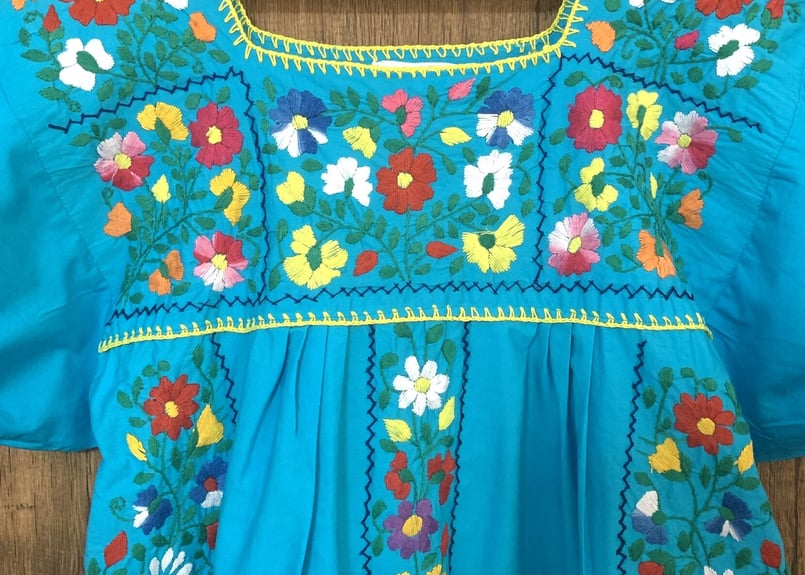 メキシカン ワンピース エスニック ヒッピー 花 刺繍 手刺繍 