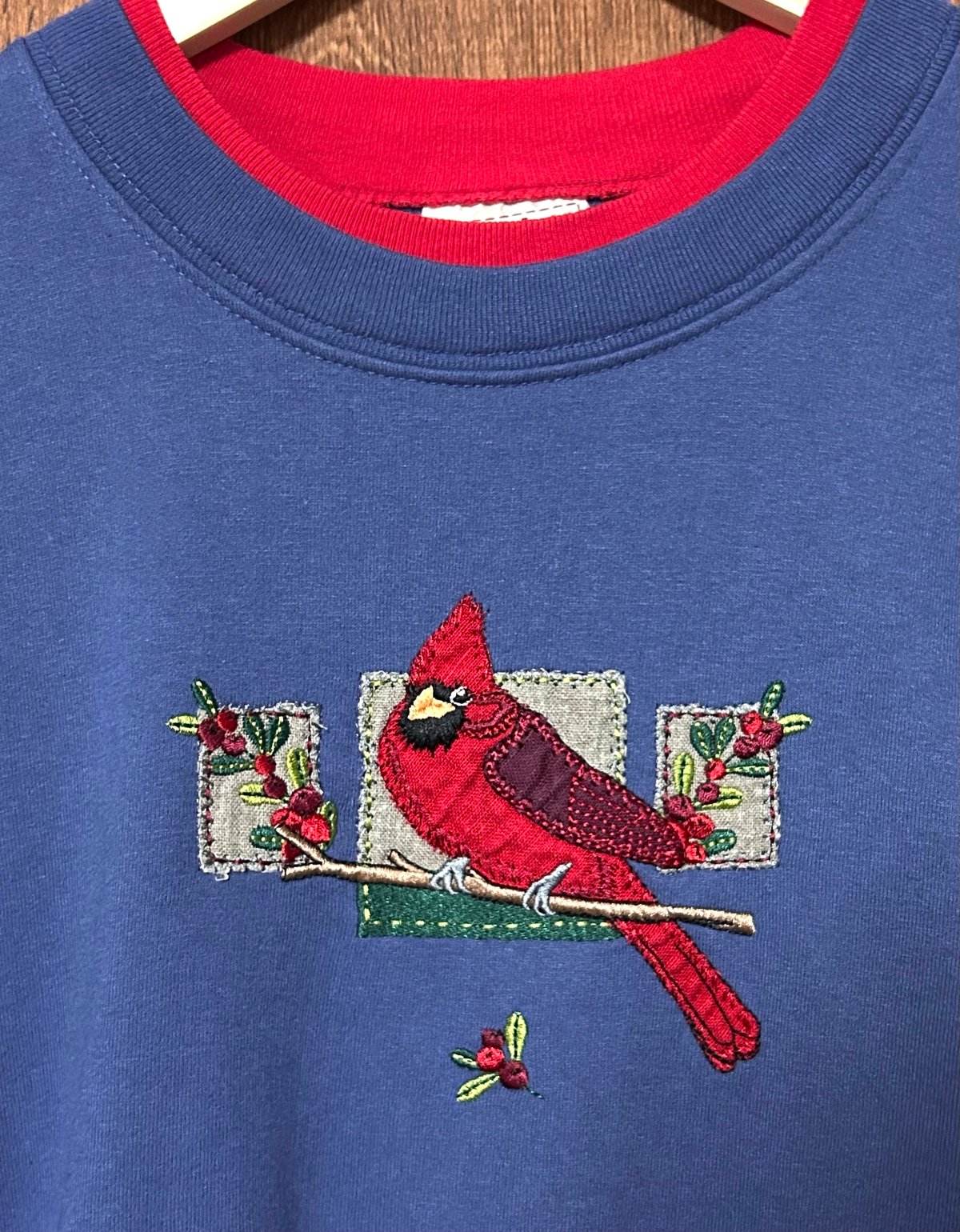 US輸入古着☆オーバーサイズトレーナー センター刺繍 小鳥 2重カラー ゆるダボ US輸入古着☆オーバーサイズトレーナー センター刺繍 小鳥 2重