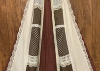 Carefree Fashions　70年代　70s ヴィンテージ ロング　マキシ　茶　スカート　レース　ガーリー　カントリー　USA vintage 古着/ club723 (N74)