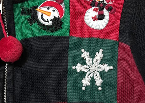 刺繍 ニット カーディガン スノーマン 雪だるま 雪 冬 クリスマス カラフル ファンシー おしゃれ かわいい ヴィンテージ vintage used 古着/club723 クラブ723(N724)
