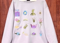 刺繍 スウェット トレーナー ディズニー プリンセス 花 城 襟付き レトロ ガーリー ファンシー かわいい ヴィンテージ vintage used 古着/club723 クラブ723(N619)