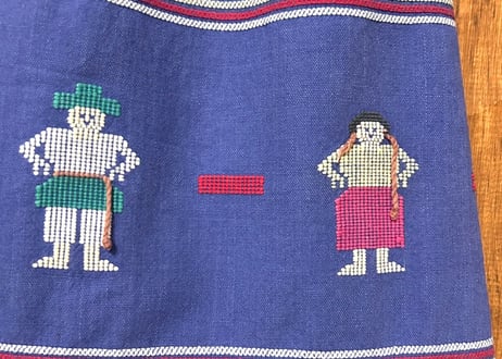 グアテマラ ガテマラ ロング スカート 刺繍 手刺繍 手織り 青 ブルー 人形 ヴィンテージ カラフル エスニック レトロ おしゃれ かわいい 古着/club723 クラブ723(N774)