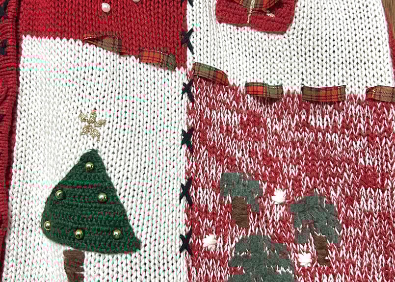 クリスマス アグリー ニット カーディガン カーデ 赤 刺繍 スノーマン