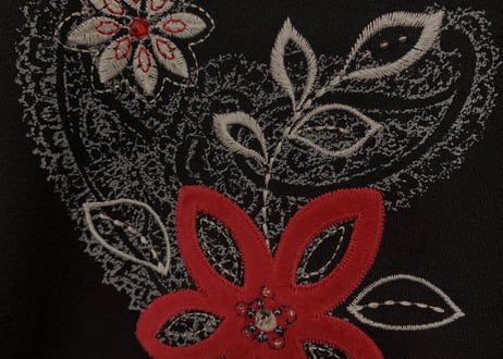 黒 ブラック スウェット スエット トレーナー 花 刺繍 装飾 ペイズリー 長袖 レトロ アメリカン カントリー 個性的 おしゃれ vintage used 古着/club723(N274)