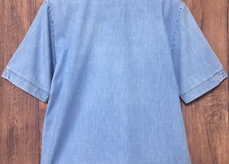 刺繍 デニム シャツ 半袖 ヨーロッパ ヴィンテージ カントリー チロル チロリアン エーデルワイス レトロ おしゃれ かわいい 古着/club723 クラブ723(N809)