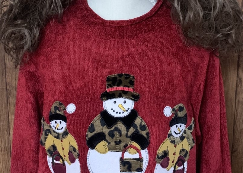 ヒョウ柄 スノーマン ニット セーター クリスマス アグリー 雪だるま