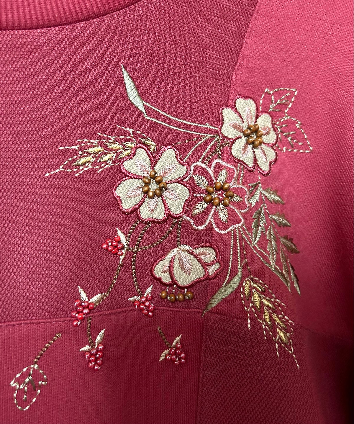 ピンクの木のイラストトレーナー 136 花 刺繍 スウェット スエット トレーナー ピンク おしゃれ 装飾