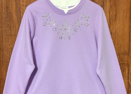 スウェット トレーナー パステル ミルキー パープル  装飾 二重襟 個性的 おしゃれ かわいい ヴィンテージ USA vintage used 古着/club723 クラブ723(N583)