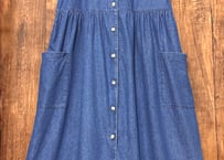 デニム ロング マキシ ワンピース レース 半袖 ヴィンテージ レトロ カントリー ガーリー おしゃれ かわいい USA vintage used 古着/club723 クラブ723(N679)