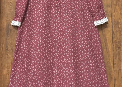 ヴィンテージ ロング ワンピース レース ワインレッド えんじ レトロ カントリー ガーリー クラシカル おしゃれ かわいい USA 古着/club723 クラブ723(N635)