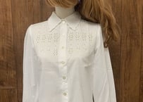 ハンガリー　ヨーロッパ　白　カットワーク　刺繍　ブラウス　長袖　ダンス　衣装　ヴィンテージ　vintage 古着/club723 (N16)