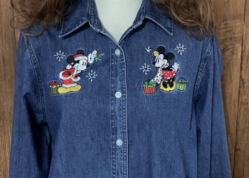 Disney Mickey & Co. デニムシャツ 半袖 刺繍 ディズニー Disney Mickey & Co. デニムシャツ 半袖 刺繍 ディズニー