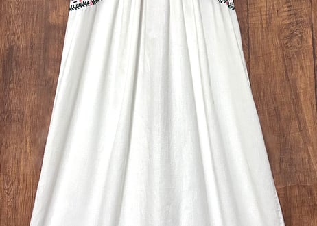 サンアントニーノ 刺繍 手刺繍 メキシカン ワンピース 白 花 ヴィンテージ エスニック ヒッピー カラフル メキシコ おしゃれ かわいい 古着/club723 クラブ723(N811)