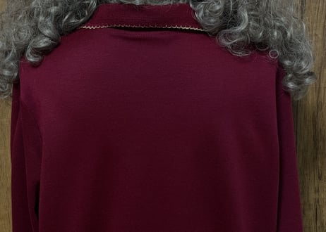 レトロ クラシカル トップス 長袖 襟 チェック エンジ ボルドー 紺 ネイビー トラッド アイビー 個性的 おしゃれ USA vintage used 古着/club723(N273)