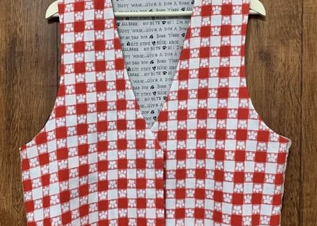 犬　dog ドッグ　動物　ベスト　リバーシブル　ハンドメイド　アメリカ　USA　古着　ヴィンテージ　 vintage ユーズド used アメリカン　カントリー/club723 (N29)