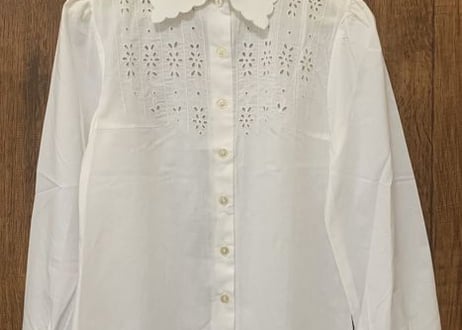 ハンガリー　ヨーロッパ　白　カットワーク　刺繍　ブラウス　長袖　ダンス　衣装　ヴィンテージ　vintage 古着/club723 (N16)