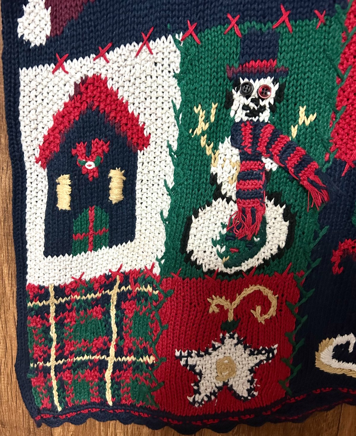 クリスマス アグリー セーター ニット 紺 ネイビー 刺繍