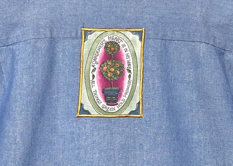 シャンブレー シャツ 花 果物 いちご 蝶 デニム 長袖 レトロ カントリー おしゃれ かわいい USA ヴィンテージ used vintage 古着/club723 クラブ723(N566)