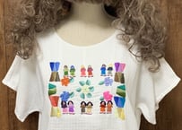 グアテマラ ガテマラ 刺繍 手刺繍 白 トップス 半袖 カラフル 花 人形 レトロ エスニック メキシカン vintage used 古着/club723(N307)