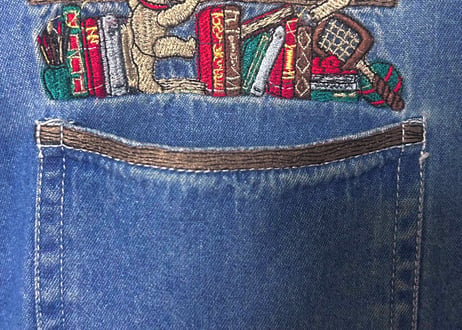 刺繍 デニム シャツ くま テディベア 長袖 ヴィンテージ レトロ カントリー ファンシー 個性的 おしゃれ かわいい USA used vintage 古着/club723 クラブ723(N788)